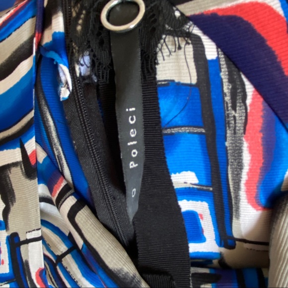 Poleci 100% Silk Geometric Mini Dress | Size 0 - Picture 7 of 9